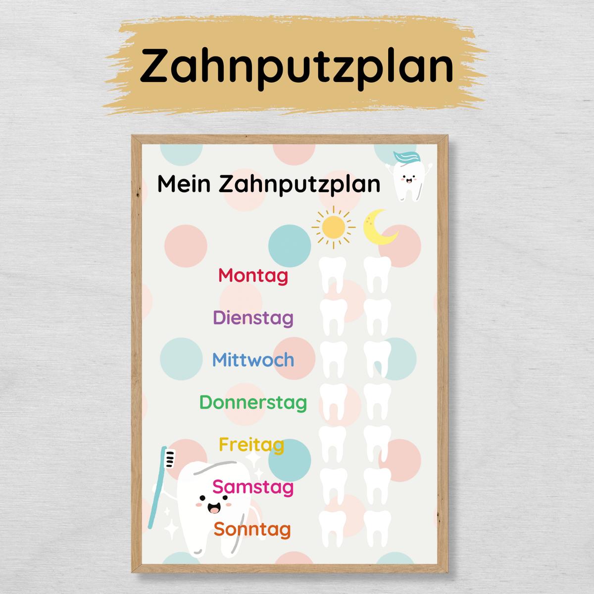 Zahnputzplan für Kinder, Checkliste tägliches Zähne putzen