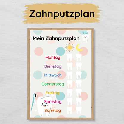 Zahnputzplan für Kinder, Checkliste tägliches Zähne putzen